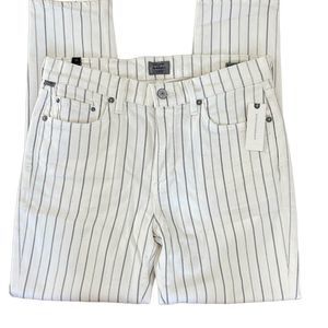 Citizens Of Humanity White and Black Striped Skinny Jeans